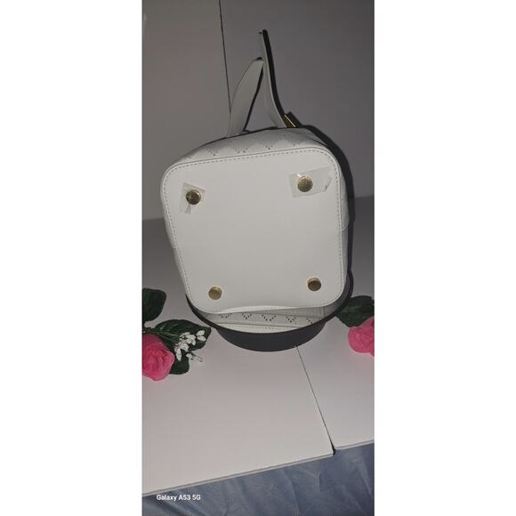 NWT! Zac Posen Brigete Leather Buckle Pocket Perforated Lace Bag Dove MSRP: $398 - Picture 9 of 9